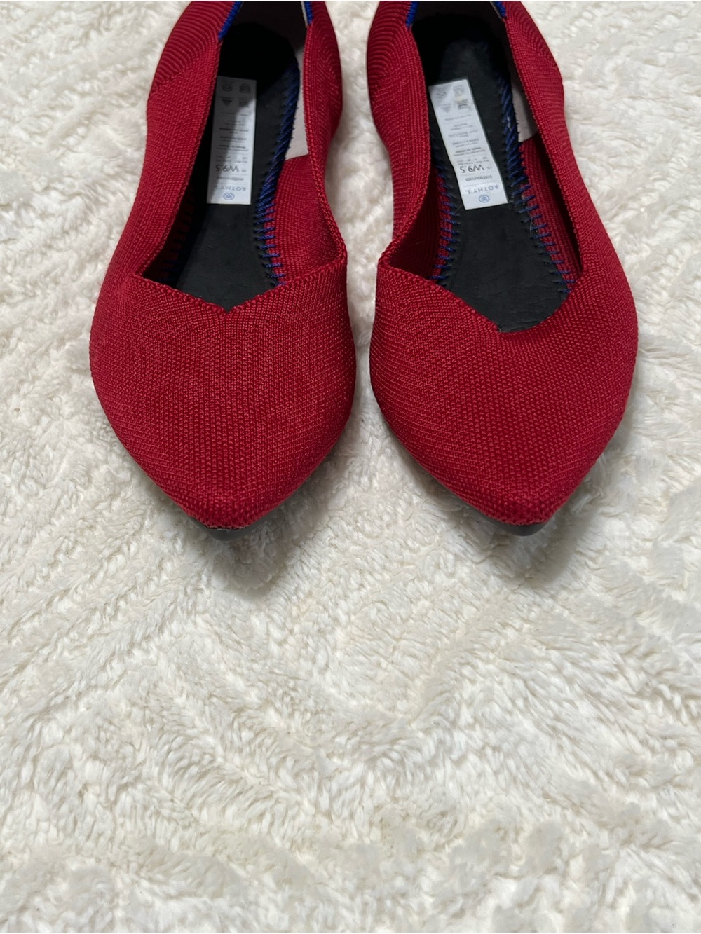 Rothy’s The Point Flats Women’s 9.5 Red Blue Knit Pointed Toe Washable - Picture 6 of 11